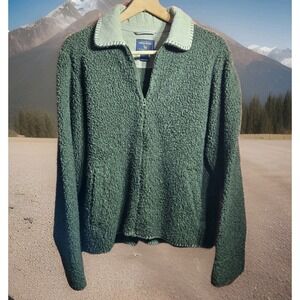 Woolrich Sherpa Jacket Coat Full Zip Collared Pockets Corduroy Accent Womens M